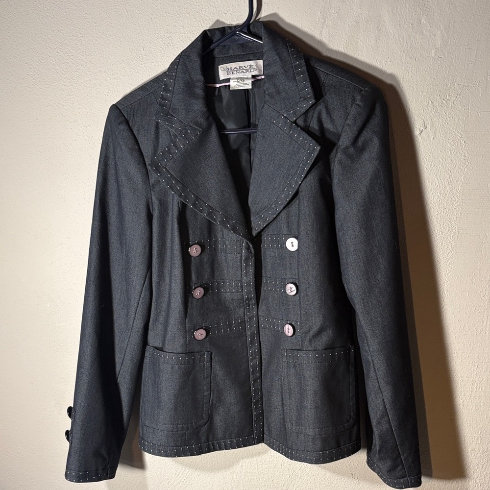 Harve Benard Charcoal Double-Breasted Blazer